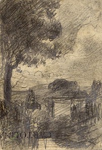 Attilio Pratella, landscape with a tree